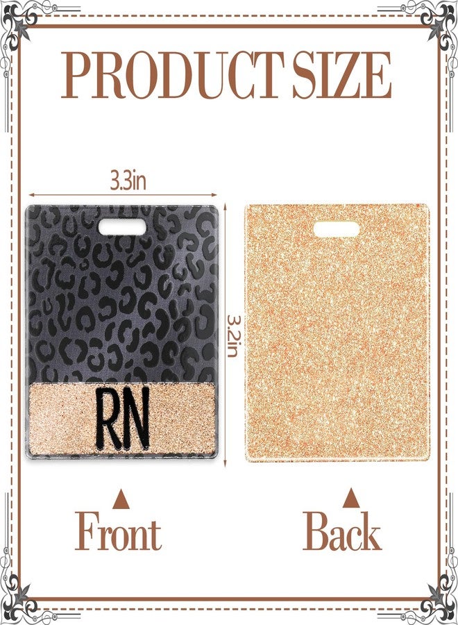 SEEVOR Black Leopard RN Badge Buddy Horizontal Nurse Name Badge Identification Tags (1 Count, 3.3x3.2 inches, 1 Piece) - Image 2